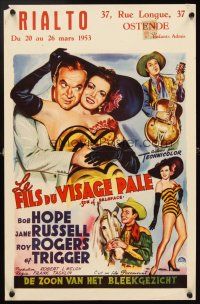 4a513 SON OF PALEFACE Belgian '52 Roy Rogers & Trigger, Bob Hope, sexy Jane Russell!
