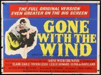 4a329 GONE WITH THE WIND British quad R50s Clark Gable, Vivien Leigh, all-time classic!