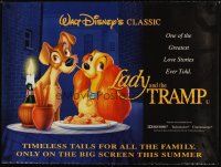 4a334 LADY & THE TRAMP advance DS British quad R97 Walt Disney romantic canine dog classic cartoon!