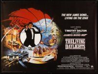 4a337 LIVING DAYLIGHTS British quad '87 Timothy Dalton as James Bond in cool art montage!