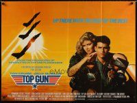 4a370 TOP GUN British quad '86 great image of Tom Cruise & Kelly McGillis, Navy fighter jets!
