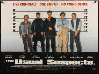 4a372 USUAL SUSPECTS DS British quad '95 Kevin Spacey with watch, Baldwin, Byrne, Palminteri!