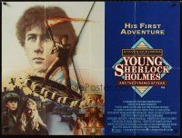 4a376 YOUNG SHERLOCK HOLMES British quad '85 Steven Spielberg, Nicholas Rowe, cool art!