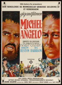 4a549 AGONY & THE ECSTASY Danish '66 great art of Charlton Heston & Rex Harrison, Carol Reed!