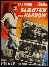 4a569 FOXES OF HARROW Danish '49 different art of Rex Harrison, Maureen O'Hara!