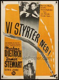 4a601 NO HIGHWAY IN THE SKY Danish '52 image of James Stewart w/sexy Marlene Dietrich!