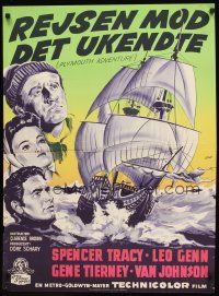 4a611 PLYMOUTH ADVENTURE Danish '52 Spencer Tracy, Gene Tierney, Gaston art of ship at sea!