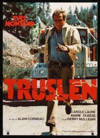 4a643 THREAT Danish '77 cool image of Yves Montand running from big truck!