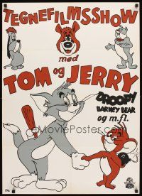 4a647 TOM & JERRY & DROOPY & BARNEY BEAR Danish '60s cool silkscreen cartoon artwork!