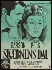 4a656 VALLEY OF DECISION Danish '48 art of pretty Greer Garson romanced by Gregory Peck!