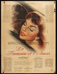 4a202 LOVE & THE FRENCHWOMAN French 23x32 '60 great Jean Mascii romantic artwork!