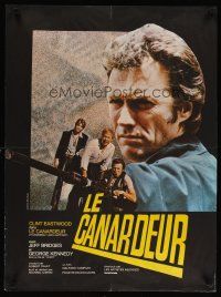 4a214 THUNDERBOLT & LIGHTFOOT French 23x32 '74 huge image of Clint Eastwood & big gun!