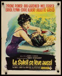 4a244 SUN ALSO RISES French 15x21 '57 artwork of sexy Ava Gardner w/Tyrone Power!