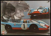 4a037 GULF PORSCHE 917 2-sided 24x34 Swiss advertising poster '70s schematic of Le Mans racer!