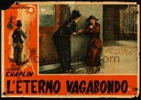 4a255 L'ETERNO VAGABONDO Italian 13x18 pbusta '55 image of Charlie Chaplin w/woman on street!