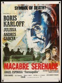 4a033 HOUSE OF EVIL Mexican poster '68 wonderful huge headshot art of Boris Karloff!