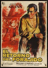 4a155 RIDE BACK Spanish '62 Soligo artwork of Anthony Quinn chained to tree, Lita Milan!