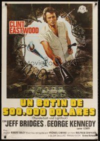 4a160 THUNDERBOLT & LIGHTFOOT Spanish '74 artwork of Clint Eastwood with HUGE guns!
