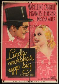 4a166 IT'S ALL YOURS Swedish '37 wonderful different art of pretty Madeleine Carroll & Lederer!