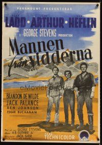 4a171 SHANE Swedish '53 classic western, Alan Ladd, Jean Arthur, Van Heflin, Brandon De Wilde!