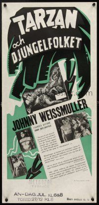 4a192 TARZAN TRIUMPHS Swedish stolpe '44 great images of Johnny Weissmuller & Frances Gifford!