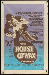 4a008 HOUSE OF WAX Trinidadian '53 great horror artwork of monster & grabbing sexy girl!