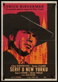 4a077 COOGAN'S BLUFF Yugoslavian '68 art of Clint Eastwood in NYC, directed by Don Siegel!