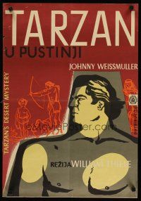 4a096 TARZAN'S DESERT MYSTERY Yugoslavian '56 different art of Johnny Weissmuller in title role!