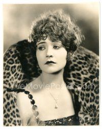 4b136 BETTY COMPSON 8x10 key book still '20s head & shoulders close up with cool leopardskin fur!