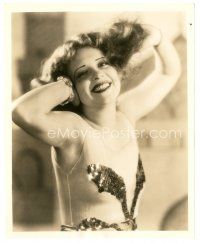 4b195 CLARA BOW 8x10 still '30s great smiling waist-high close up with her hands in her hair!