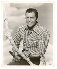 4b200 CLINT WALKER 8x10 still '60s great close up smiling portrait seated by tree!