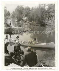 4b205 COLLEGE CONFIDENTIAL candid 8x10 still '60 cameramen filming Crosby & Sparks in canoe!