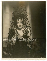 4b223 DEVIL IS A WOMAN 7.5x9.75 still '35 close smiling portrait of Marlene Dietrich w/ cool veil!
