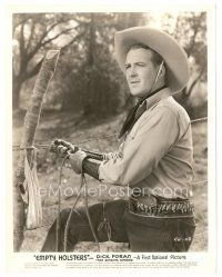 4b264 EMPTY HOLSTERS 8x10 still '37 great close up of cowboy Dick Foran by barbed wire fence!