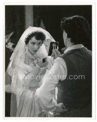 4b281 FATHER OF THE BRIDE candid 8x10 still '50 Elizabeth Taylor in wedding gown applying makeup!