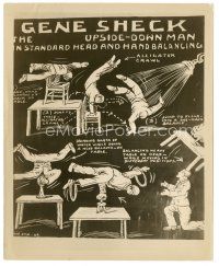4b314 GENE SHECK 8x10 still '30s great art diagram of his upside-down head & hand balancing act!