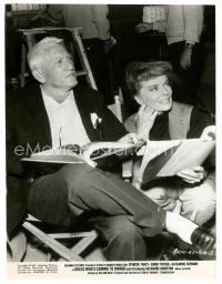 4b367 GUESS WHO'S COMING TO DINNER candid 7.5x10 still '67 Spencer Tracy & Katharine Hepburn on set