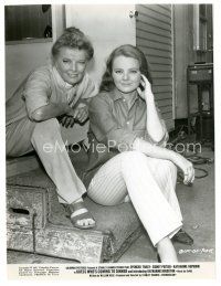 4b366 GUESS WHO'S COMING TO DINNER candid 7.5x10 still '67 Katharine Hepburn & Houghton on set!