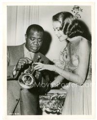 4b387 HIGH SOCIETY candid 8x10 still '56 Grace Kelly learns about the trumpet from Louis Armstrong!