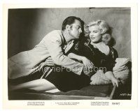 4b391 HOLD BACK TOMORROW 8x10 still '55 c/u of sexy bad girl Cleo Moore in John Agar's prison cell