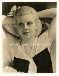 4b450 JEAN HARLOW 7.5x9.75 still '30s c/u of the sexiest platinum blonde with hands behind head!
