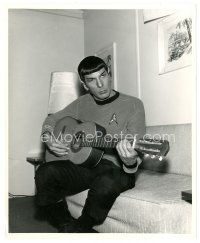 4b513 LEONARD NIMOY 8x10 still '70s great candid playing guitar in full Star Trek Spock costume!