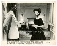 4b545 LOVE IN THE AFTERNOON 8x10 still '57 Audrey Hepburn looks at Gary Cooper in tuxedo!