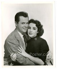 4b547 LOVE IS BETTER THAN EVER 8x10 still '52 romantic close up of Larry Parks & Elizabeth Taylor!