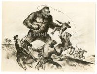 4b615 MIGHTY JOE YOUNG 7x9.25 still '49 first Ray Harryhausen, Widhoff art of ape vs cowboys!
