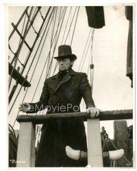 4b620 MOBY DICK candid 7.75x10 still '56 close up of Gregory Peck smoking on deck, John Huston!