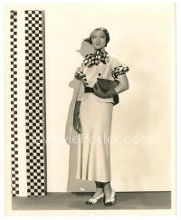 4b632 MYRNA LOY deluxe 8x10 still '20s full-length youthful portrait wearing cool dress with purse!