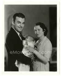 4b640 NEIL HAMILTON deluxe 8x10 still '30s with his wife & baby daughter by Clarence Sinclair Bull!