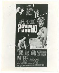 4b692 PSYCHO 7.75x9.5 still '60 Alfred Hitchcock, Janet Leigh, great image of the three-sheet!