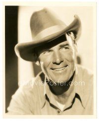 4b704 RANDOLPH SCOTT deluxe 8x10 still '30s great head & shoulders portrait wearing cowboy hat!